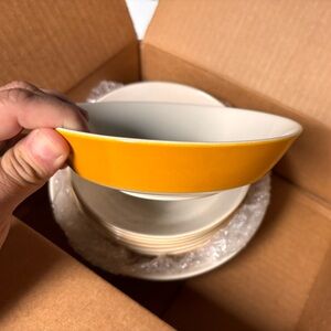 7 vintage Mikasa bowls, Made in Japan, Mediterrania collection in mustard color